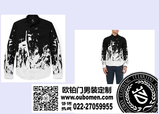 黑白图案衬衣